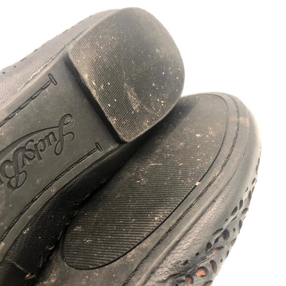 Lucky Brand Black Leather‎ Laser Cut Flat Size 5 - Picture 7 of 7